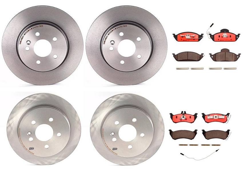 Mercedes Brakes Kit - Pads & Rotors Front and Rear (303mm/285mm) (Low-Met) 163420142041 - Brembo 1639470KIT